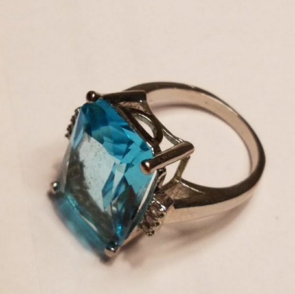 COPY - New Silver plated aquamarine ring 7 8 - Picture 4 of 7